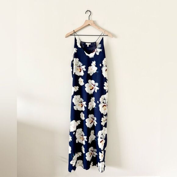 Elaine Rose Maxi Slip Dress in Blue White Floral Print - Size 6 - Picture 1 of 5
